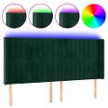 vidaXL Čelo postele s LED tmavozelené 183x16x118/128 cm zamat