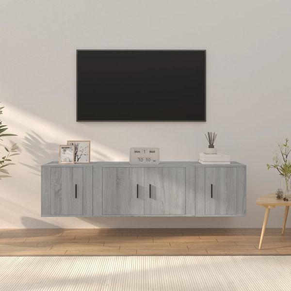 vidaXL 3-dielna súprava TV skriniek sivá sonoma spracované drevo