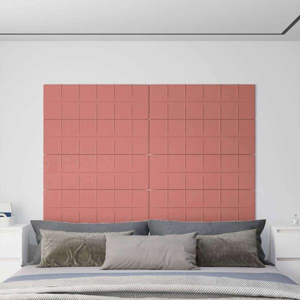 vidaXL Nástenné panely 12 ks ružové 90x30 cm zamat 3,24 m²