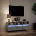 vidaXL TV nástenná skrinka s LED svetlami sivá sonoma 130x31x45 cm