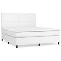 vidaXL Boxspring posteľ s matracom biela 180x200 cm umelá koža