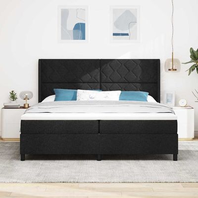 vidaXL Posteľ s pružinovým rámom s vankúšom Čierny 200 x 200 cm látka