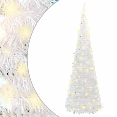 vidaXL Umelý vianočný stromček vyskakovací 100 LED biely 150 cm