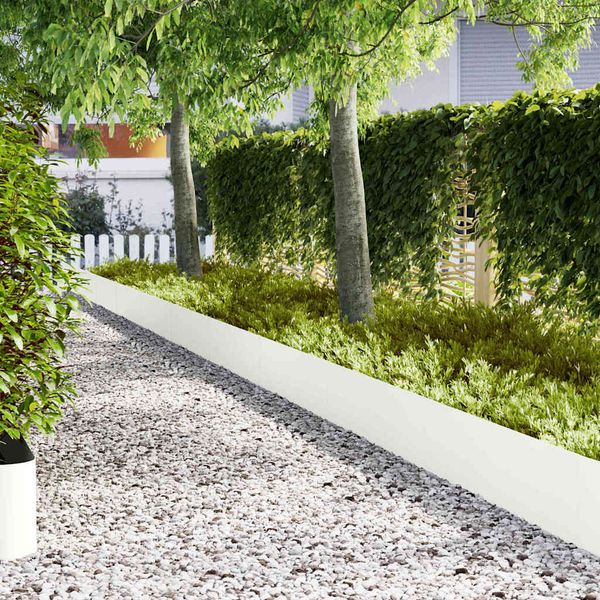 vidaXL Obrubník trávnika 30 pcs Biela 100 x 0,05 x 30 cm