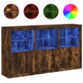 vidaXL Komoda s LED svetlami dymový dub 181,5x37x100 cm