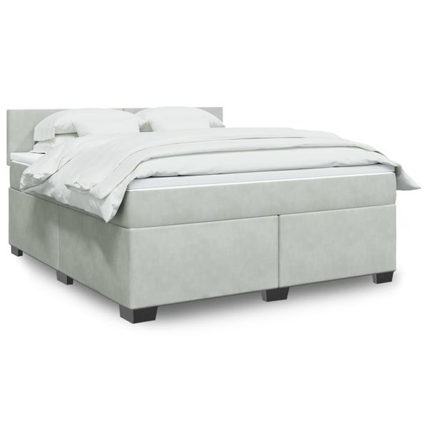 vidaXL Posteľný rám boxsping s matracom bledosivý 180x200 cm zamat