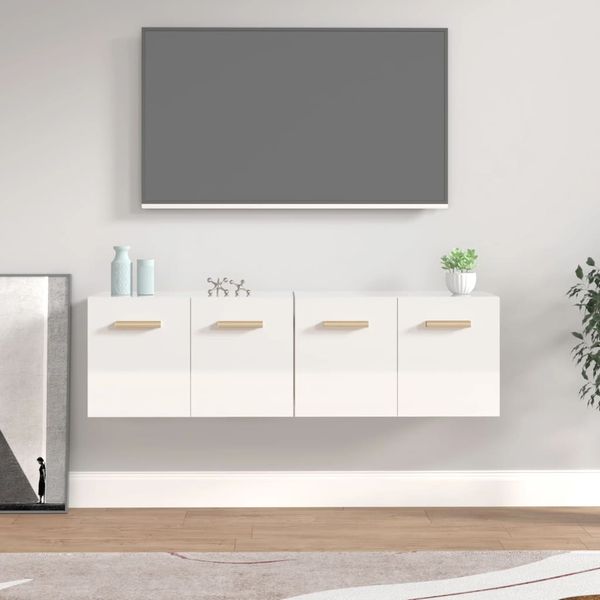 vidaXL Nástenné skrinky 2ks lesklé biele 60x36,5x35cm spracované drevo