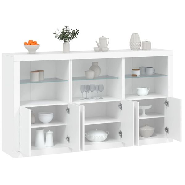 vidaXL Komoda s LED svetlami biela 181,5x37x100 cm