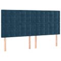 vidaXL Čelo postele s LED tmavomodré 180x5x118/128 cm zamat