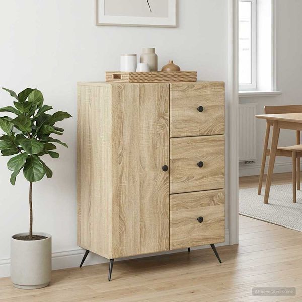 vidaXL Servírovacia skriňa so zásuvkou Dub sonoma 66 x 34,5 x 90 cm