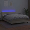 vidaXL Boxspring posteľ s matracom a LED krémová 140x190 cm umelá koža
