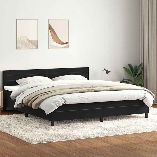 vidaXL Box Spring Posteľ s matracom Čierna 200x220 cm Zamat