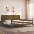 vidaXL Posteľný rám s čelom medovo-hnedý 200x200 cm masívne drevo