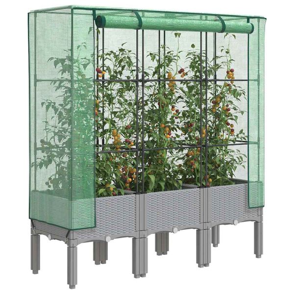 vidaXL Záhon s krytom na skleník ratanový vzhľad 120x40x140 cm