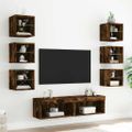vidaXL 8-dielne TV nástenné skrinky s LED dymový dub kompozitné drevo
