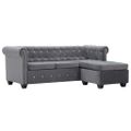 vidaXL Pohovka Chesterfield v tvare L, zamat 199x142x72 cm, sivá