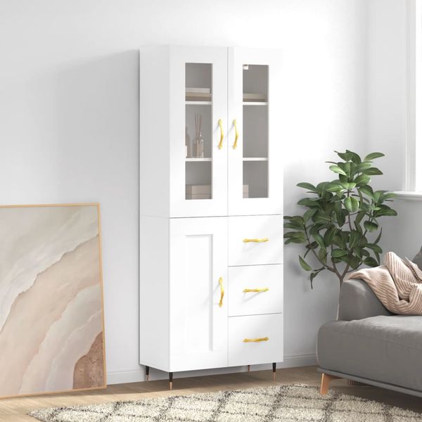 vidaXL Vysoká skrinka lesklá biela 69,5x34x180 cm spracované drevo