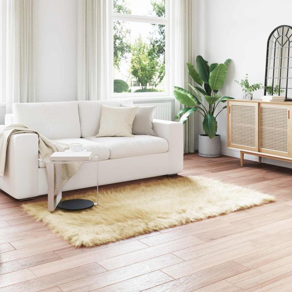 vidaXL Koberec z umelého ovčieho kožucha TAFALLA Krémová 140 x 200 cm