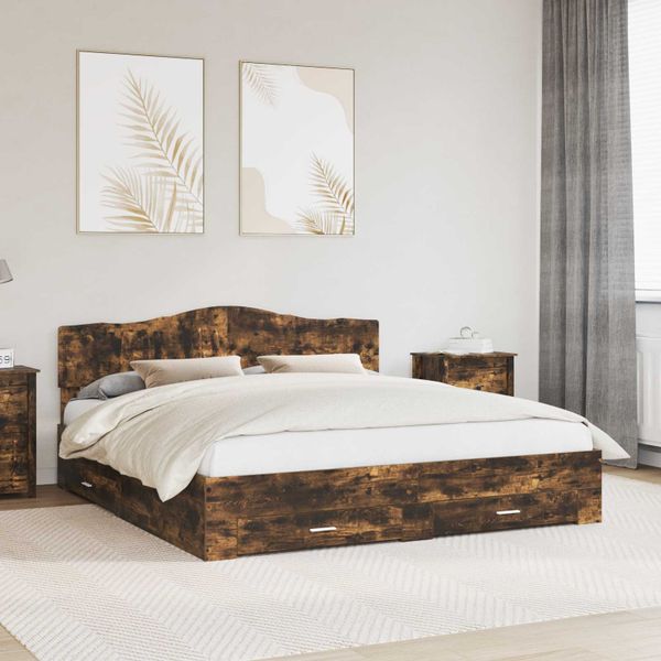vidaXL Rám postele Dymová dub 200 x 200 cm Kompozitné drevo