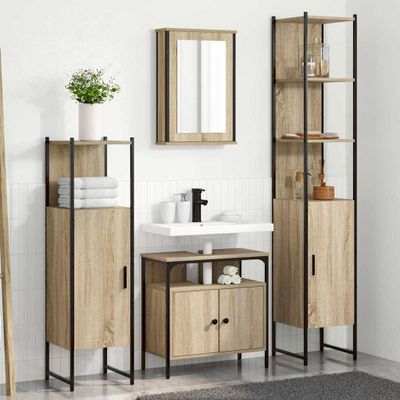 vidaXL Sada kúpeľňového nábytku 4 pcs Sonoma dub Kompozitné drevo