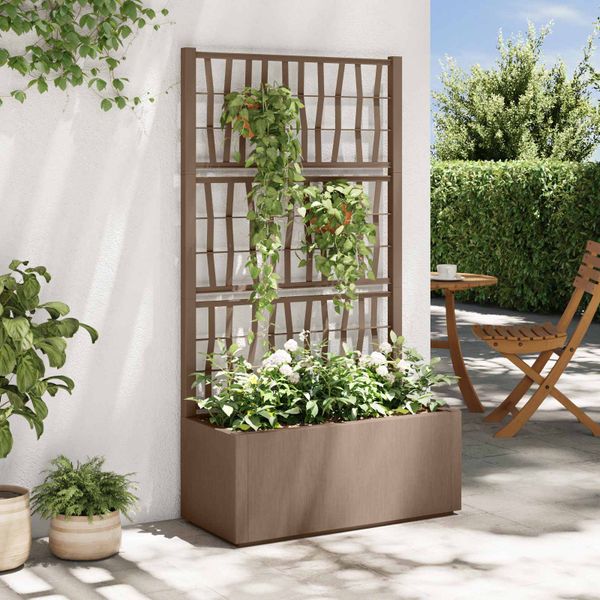 vidaXL Záhradný kvetináč s trellis Hnedá 80 x 36 x 140 cm PP