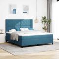 vidaXL Posteľ s pružinovým rámom Tmavomodrá 180 x 200 cm Zamat