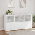 vidaXL Komoda s LED svetlami biela 202x37x100 cm