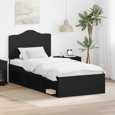 vidaXL Rám postele Čierna 100 x 200 cm Masívne borovicové drevo