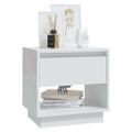 vidaXL Nočné stolíky 2 ks lesklé biele 45x34x44 cm drevotrieska