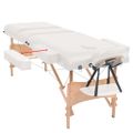 vidaXL Skladací masážny stôl, 3 zóny+stolička, 10 cm hrubá, biela