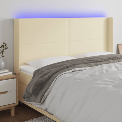 vidaXL Čelo postele krémové 203x16x118/128 cm umelá koža