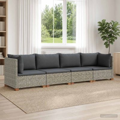 vidaXL 4 ks Ratanová lounge súprava s vankúšmi GENDT Prírodný ratan