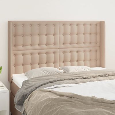 vidaXL Čelo postele so záhybmi kapučínové 147x16x118/128 cm umelá koža