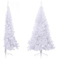 vidaXL Umelý polovičný vianočný stromček+stojan, biely 210 cm, PVC