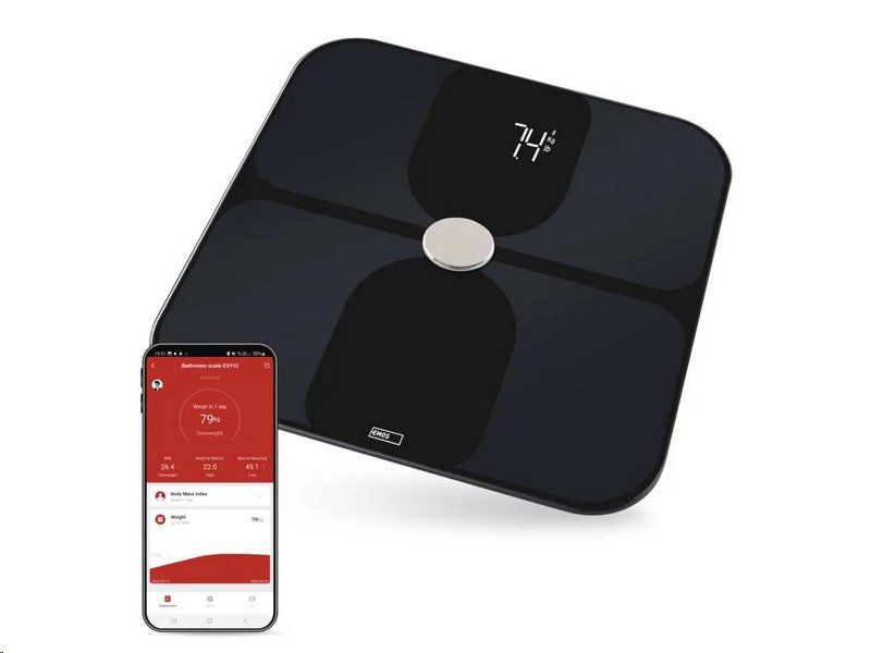 Digitálna osobná váha GoSmart EMOS EV112 (BMI, 180 kg, čierna)