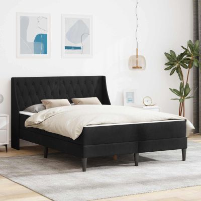 vidaXL Rám postele s matracom s matracmi Čierny 140 x 190 cm Zamat