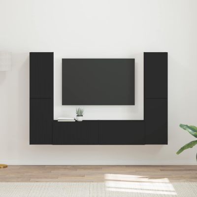 vidaXL Zostava TV skriniek 6 pcs Čierna Kompozitné drevo