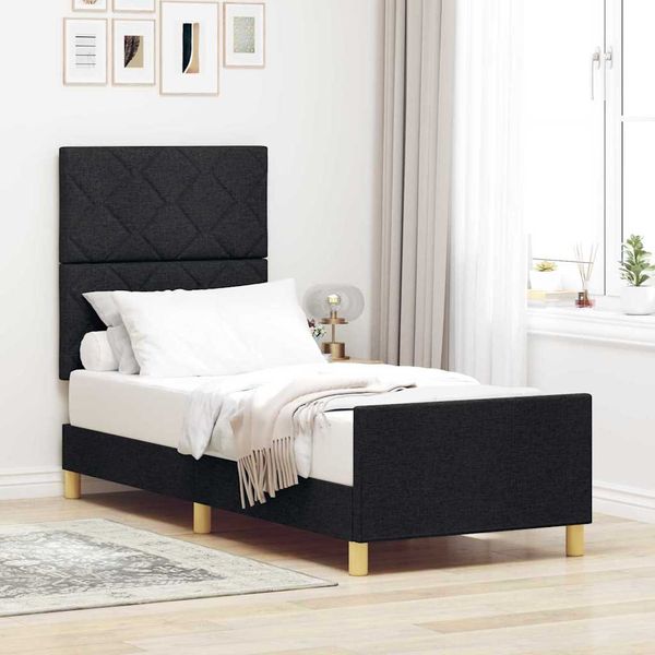 vidaXL Rám postele s čelnou doskou Čierna 80 x 200 cm látka