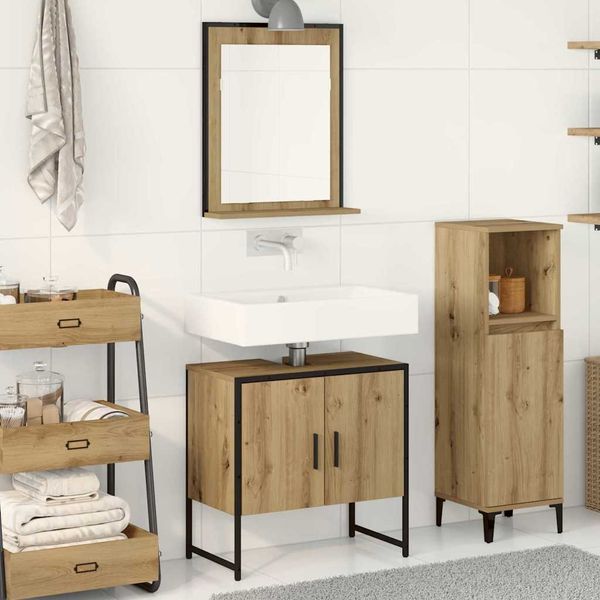 vidaXL Sada kúpeľňového nábytku Nástenný 2 pcs Hnedá Kompozitné drevo