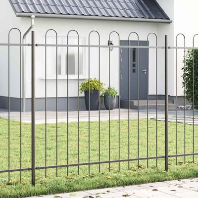 vidaXL Záhradný plot 4 pcs Sivá 6,8 x 1,5 m Práškovaná oceľ