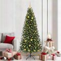 vidaXL Umelý vianočný stromček s 300 LED-i Zelená 210 cm PE a PVC