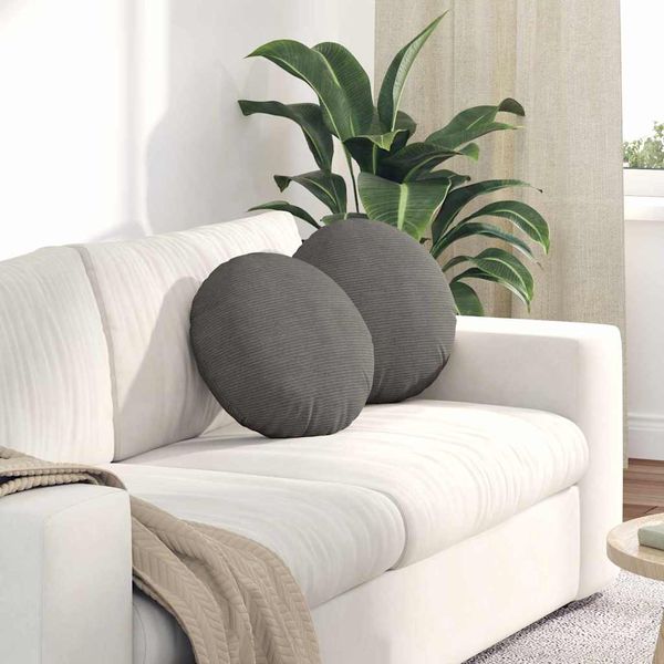 vidaXL Vankúše na sedenie 2 pcs Svetlosivá Ø 40 cm Kordúrová tkanina