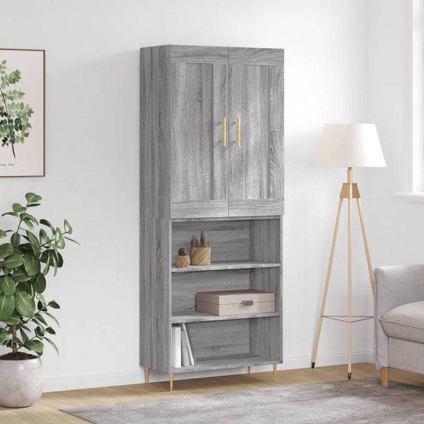 vidaXL Vysoká skrinka sivý dub sonoma 69,5x34x180 cm spracované drevo