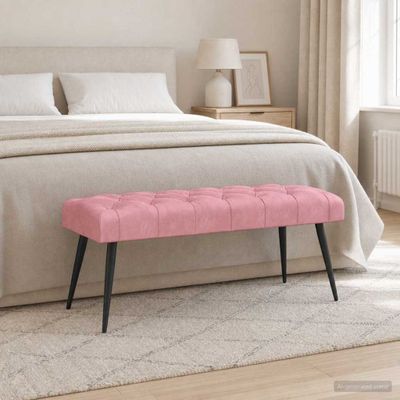 vidaXL Lavica s gombíkovým prešívaním Ružová 110 x 40 x 46 cm Zamat