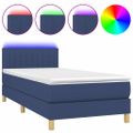 vidaXL Posteľ boxsping s matracom a LED modrá 100x200 cm látka