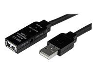 StarTech 25m USB 2.0 Active Extension Cable M/F - 25 meter USB A samec na USB A samica USB 2.0 Repeater / Extender Cable - Black - 80ft (USB2AAEXT25M) - Predlžovacia šnúra USB - USB (F) do USB (M) - USB 2.0 - 25 m - aktívny - čierna - pre P/N: SVA5H2NEUA, UUSBOTG