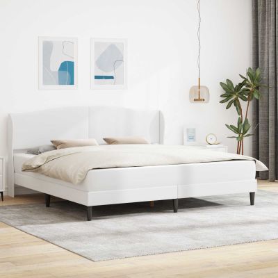 vidaXL Rám postele s čelnou doskou Biela 180 x 200 cm Umelá koža