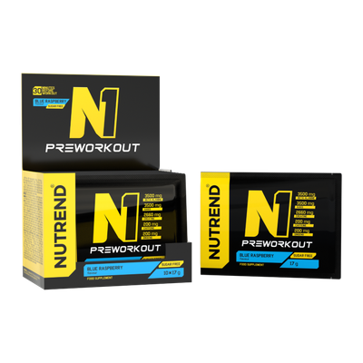 N1 Pre-Workout - Nutrend, modrá malina, 10 x 17 g