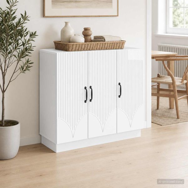 vidaXL Servírovacia skriňa Biela s vysokým leskom 89 x 34,5 x 77 cm