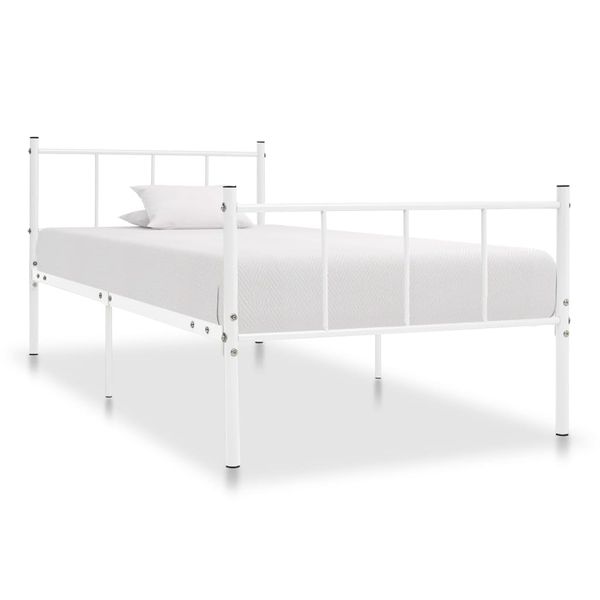 vidaXL Posteľný rám biely 90x200 cm kovový
